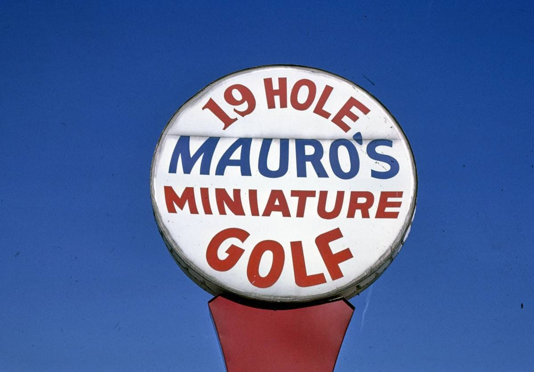 Historic Photo : 1986 Mauro's mini golf sign, Hazel Park, Michigan | Margolies | Roadside America Collection | Vintage Wall Art :