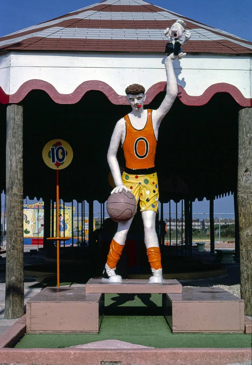 Historic Photo : 1986 Old Pro Golf, basketball player, Ocean City, Maryland | Margolies | Roadside America Collection | Vintage Wall Art :