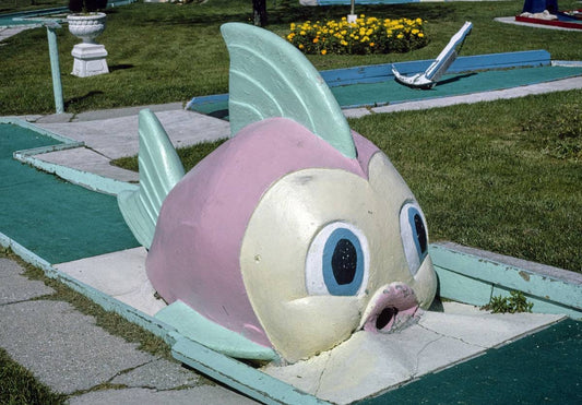 Historic Photo : 1984 Penguin mini golf, fish, Lenox, Massachusetts | Margolies | Roadside America Collection | Vintage Wall Art :