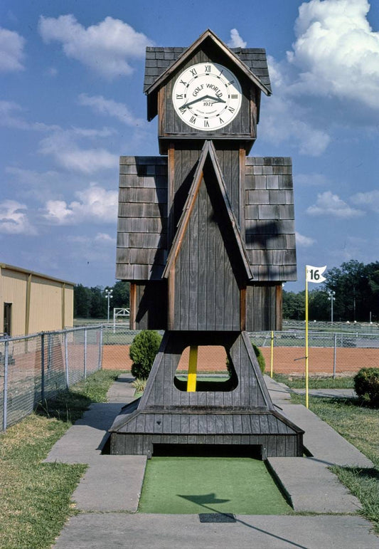 Historic Photo : 1986 Jackson Golf World, clock tower, Route 51, Jackson, Mississippi | Margolies | Roadside America Collection | Vintage Wall Art :