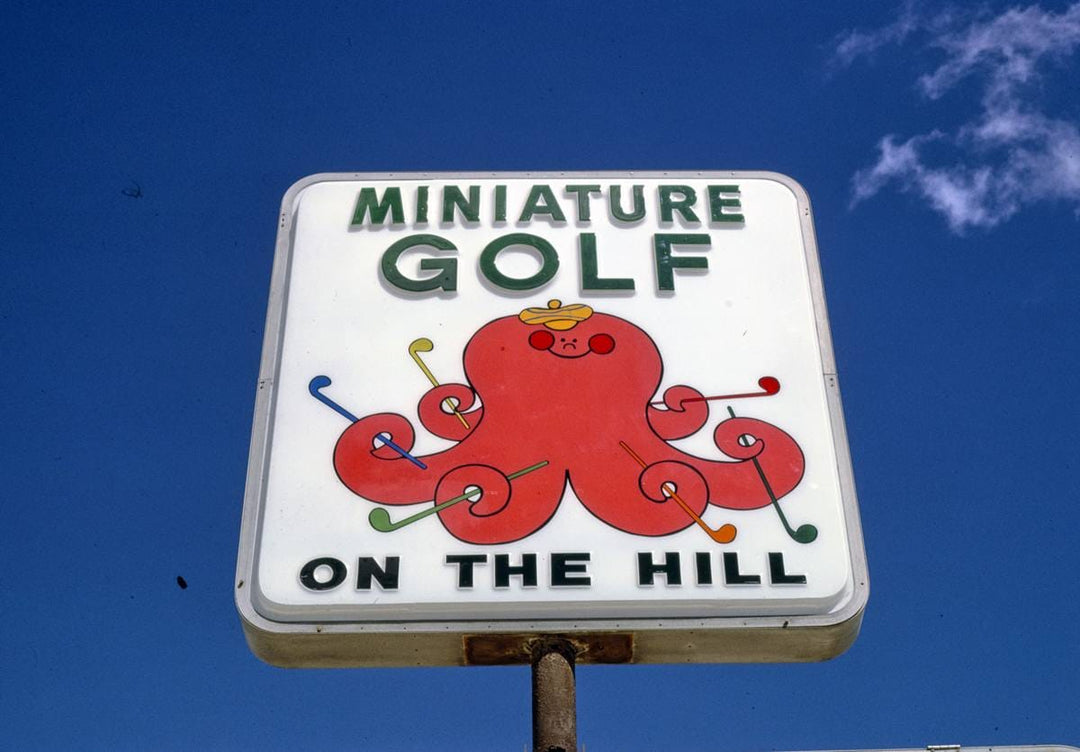 Historic Photo : 1985 Mini golf on the Hill sign, Nags Head, North Carolina | Margolies | Roadside America Collection | Vintage Wall Art :
