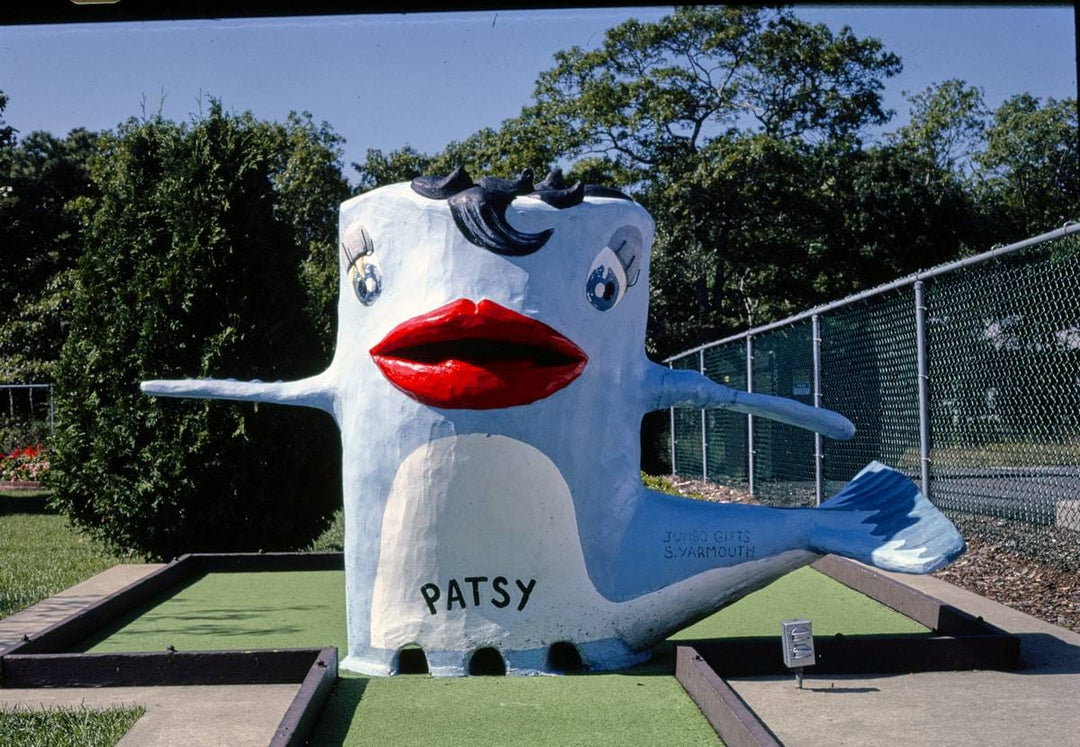 Historic Photo : [between 1972 and 2008] Patsy the Whale mini golf, West Main, Hyannis Port, Massachusetts | Margolies | Roadside America Collection | Vintage Wall Art :