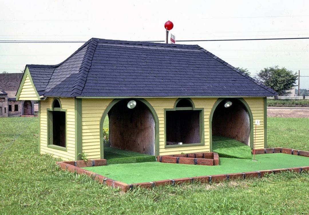 Historic Photo : 1979 Mystic Railroad Station, Connecticut on the Green mini golf, Hartford, Connecticut | Margolies | Roadside America Collection | Vintage Wall Art :