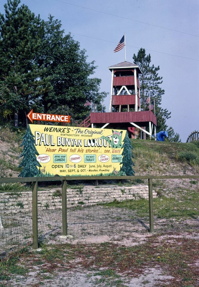 Historic Photo : 1988 Art Weinke's Paul Bunyan Lookout, Route 23, Spruce, Michigan | Margolies | Roadside America Collection | Vintage Wall Art :