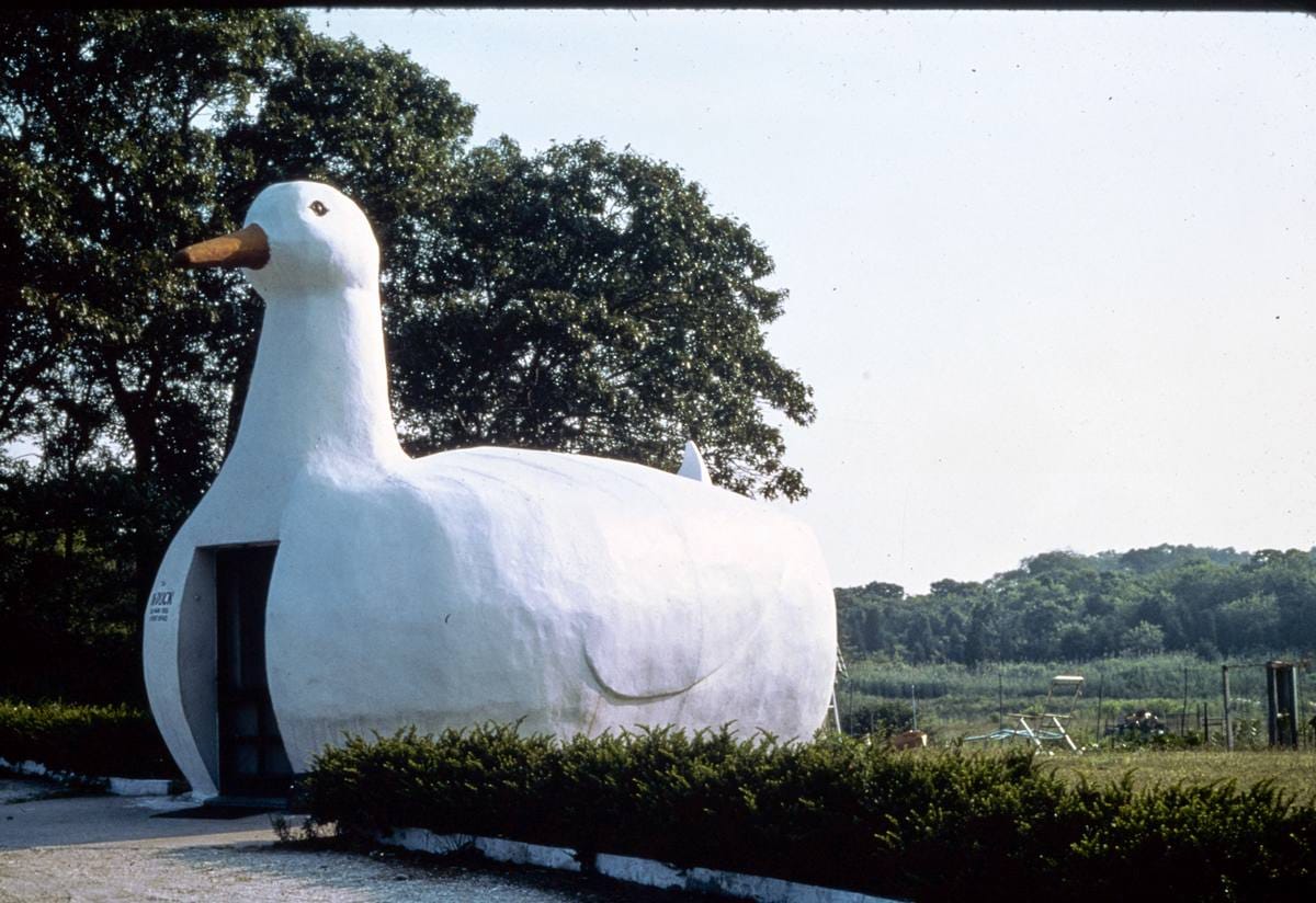 Historic Photo : [between 1972 and 2008] Long Island duck, Long Island, New York | Margolies | Roadside America Collection | Vintage Wall Art :