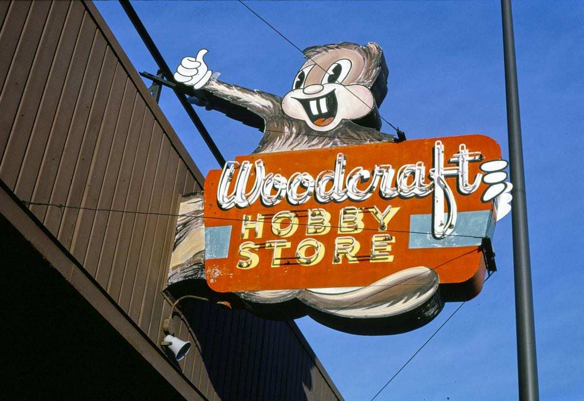 Historic Photo : 1984 Woodcraft sign, Minneapolis, Minnesota | Margolies | Roadside America Collection | Vintage Wall Art :