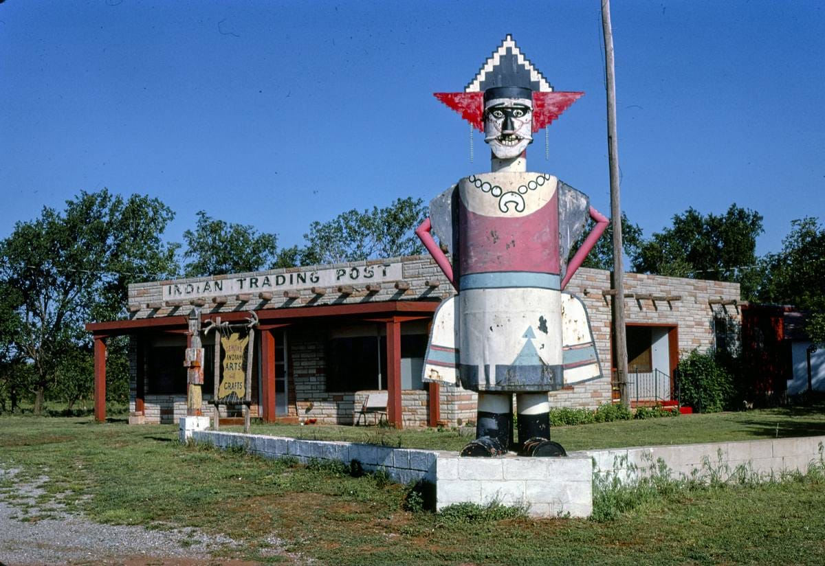 Historic Photo : 1982 Indian Trading Post, Route 66, Elk City, Oklahoma | Margolies | Roadside America Collection | Vintage Wall Art :