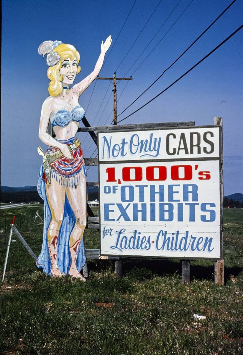 Historic Photo : 1979 Horseless Carriage Museum billboard, Rockerville, South Dakota | Margolies | Roadside America Collection | Vintage Wall Art :