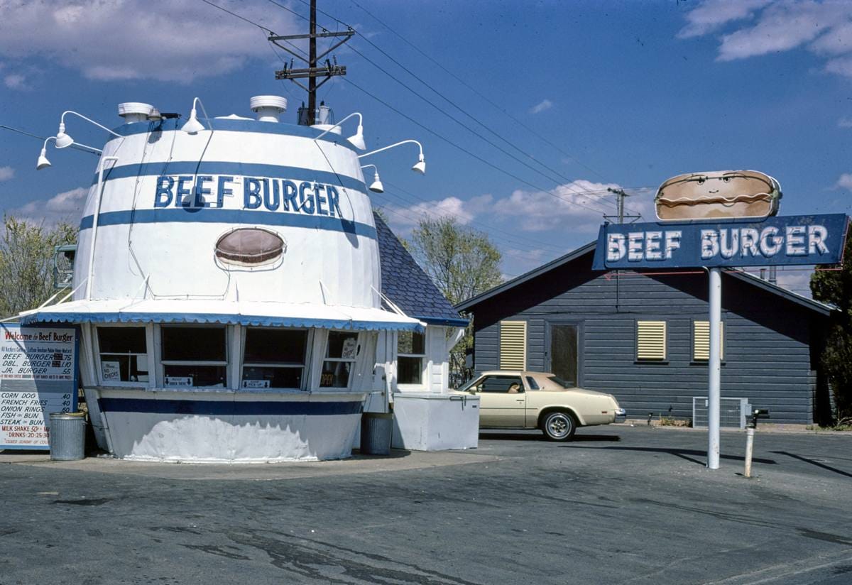Historic Photo : 1976 Beef Burger, Amarillo, Texas | Margolies | Roadside America Collection | Vintage Wall Art :