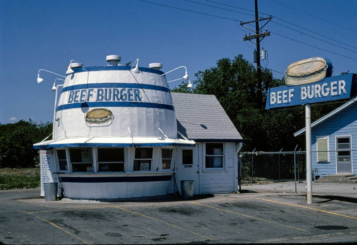 Historic Photo : 1982 Beef Burger, Amarillo, Texas | Margolies | Roadside America Collection | Vintage Wall Art :