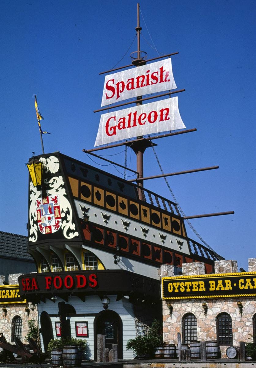 Historic Photo : 1982 Spanish Galleon Restaurant, San Antonio, Texas | Margolies | Roadside America Collection | Vintage Wall Art :
