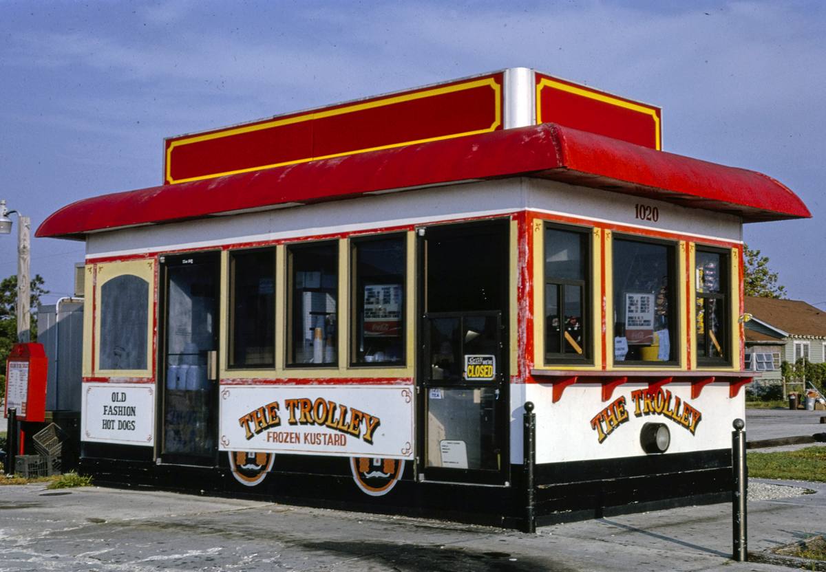 Historic Photo : 1990 The Trolly Frozen Kustard, Jacksonville Beach, Florida | Margolies | Roadside America Collection | Vintage Wall Art :