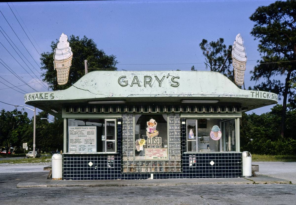 Historic Photo : 1979 Gary's Ice Cream, Jacksonville, Florida | Margolies | Roadside America Collection | Vintage Wall Art :