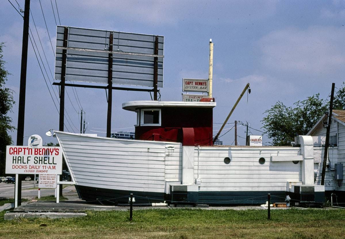 Historic Photo : 1983 Capt'n Benny's Half Shell, Houston, Texas | Margolies | Roadside America Collection | Vintage Wall Art :