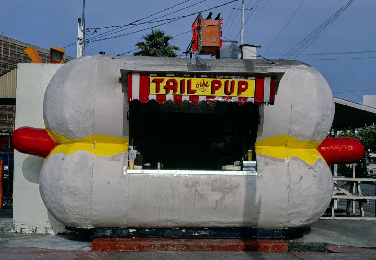 Historic Photo : 1981 Tail O' the Pup, Los Angeles, California | Margolies | Roadside America Collection | Vintage Wall Art :