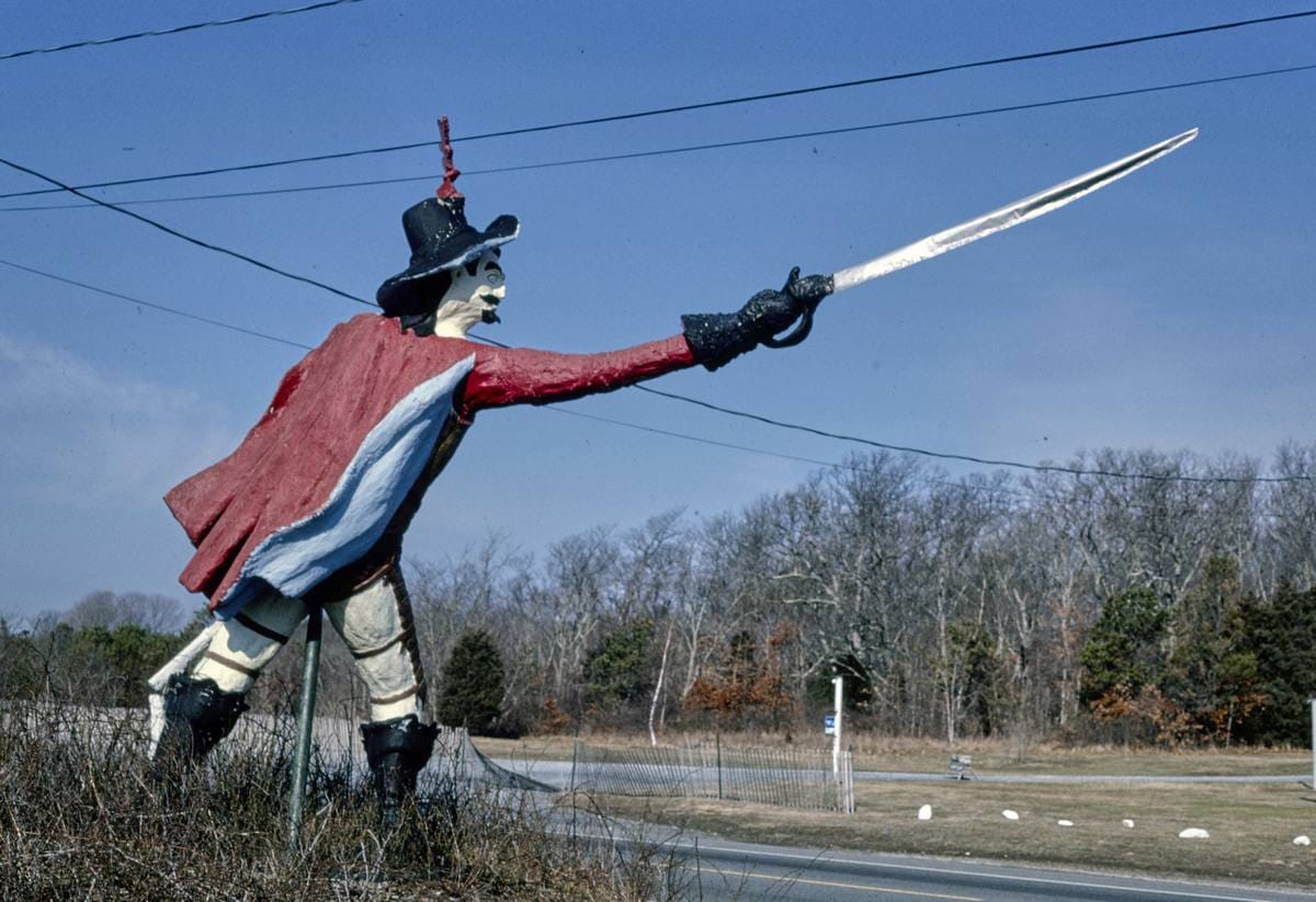 Historic Photo : 1989 Rene's Casa Basso Restaurant statue, Quogue, New York | Margolies | Roadside America Collection | Vintage Wall Art :