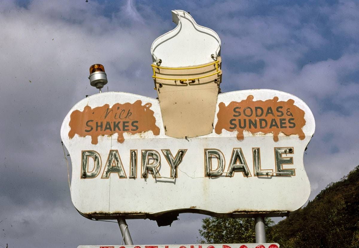 Historic Photo : 1984 Dairy Dale ice cream sign, Bedford, Pennsylvania | Margolies | Roadside America Collection | Vintage Wall Art :