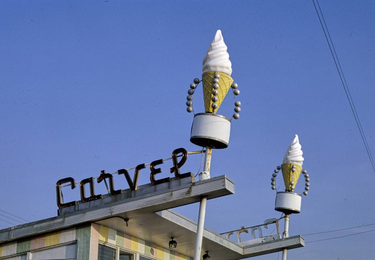 Historic Photo : 1990 Carvel ice cream sign, West Palm Beach, Florida | Margolies | Roadside America Collection | Vintage Wall Art :