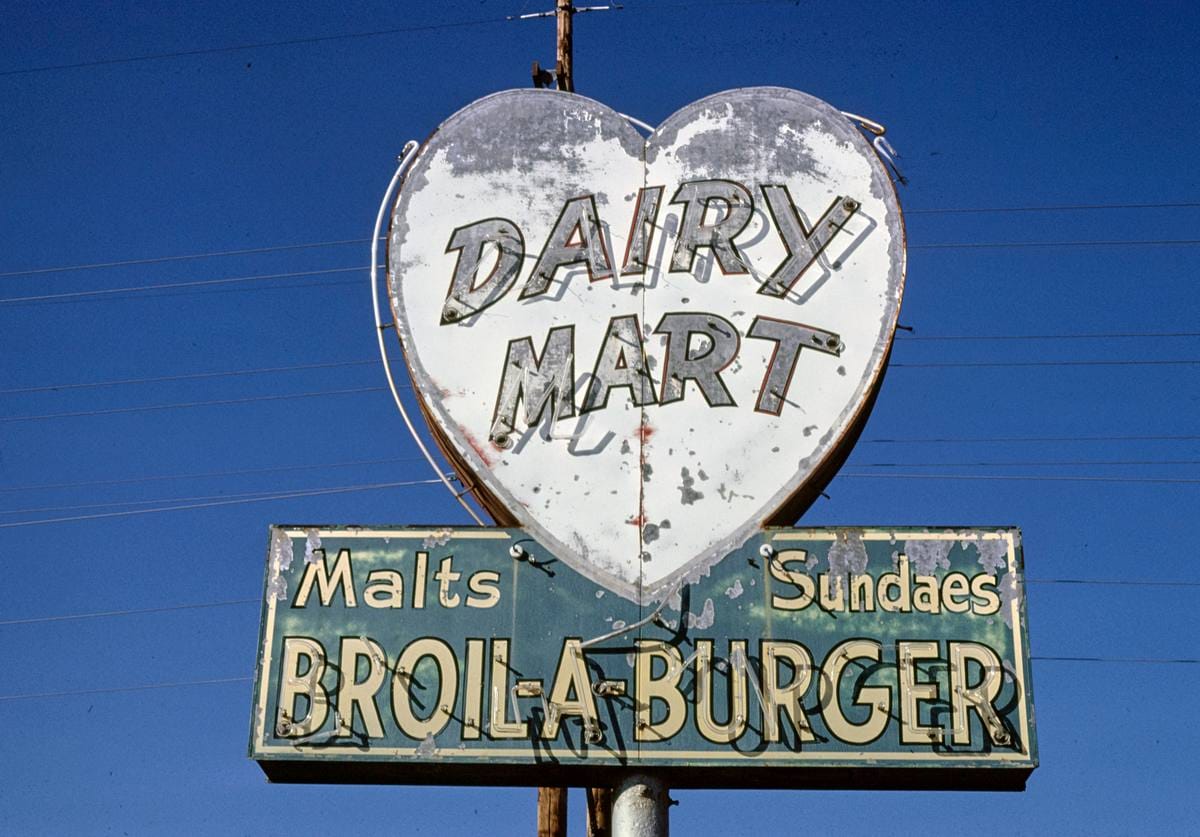 Historic Photo : 1979 Dairy Mart Drive-in sign, Artesia, New Mexico | Margolies | Roadside America Collection | Vintage Wall Art :