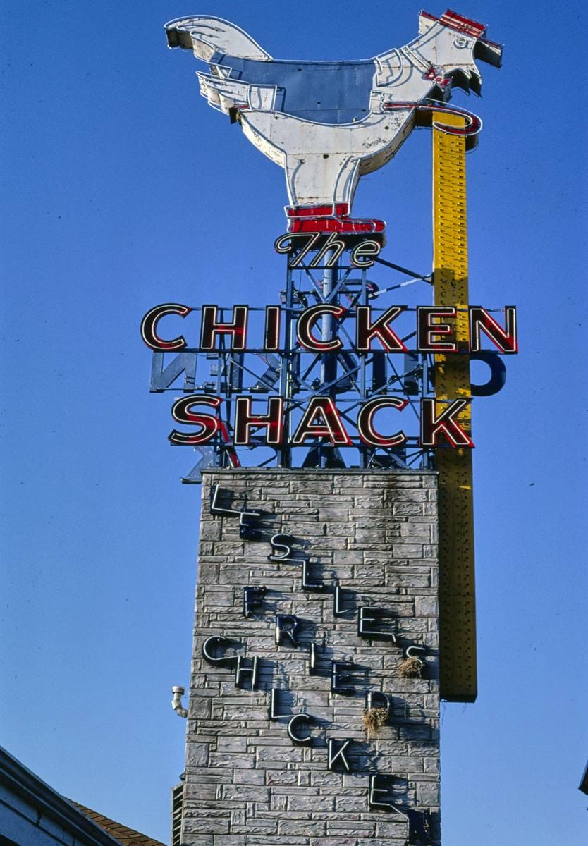 Historic Photo : 1982 The Chicken Shack sign, Waco, Texas | Margolies | Roadside America Collection | Vintage Wall Art :
