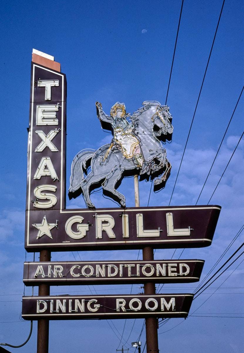 Historic Photo : 1983 Texas Grill sign, Rosenberg, Texas | Margolies | Roadside America Collection | Vintage Wall Art :