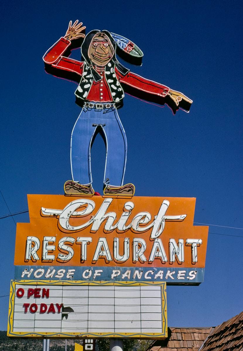 Historic Photo : 1980 Chief Restaurant sign, Durango, Colorado | Margolies | Roadside America Collection | Vintage Wall Art :