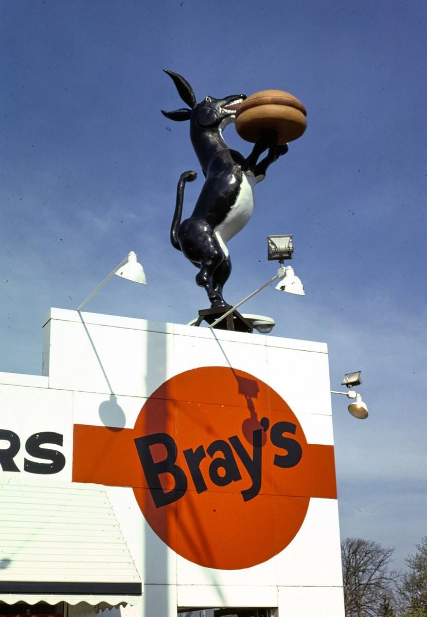 Historic Photo : 1986 Bray's Burgers sign, Hazel Park, Michigan | Margolies | Roadside America Collection | Vintage Wall Art :