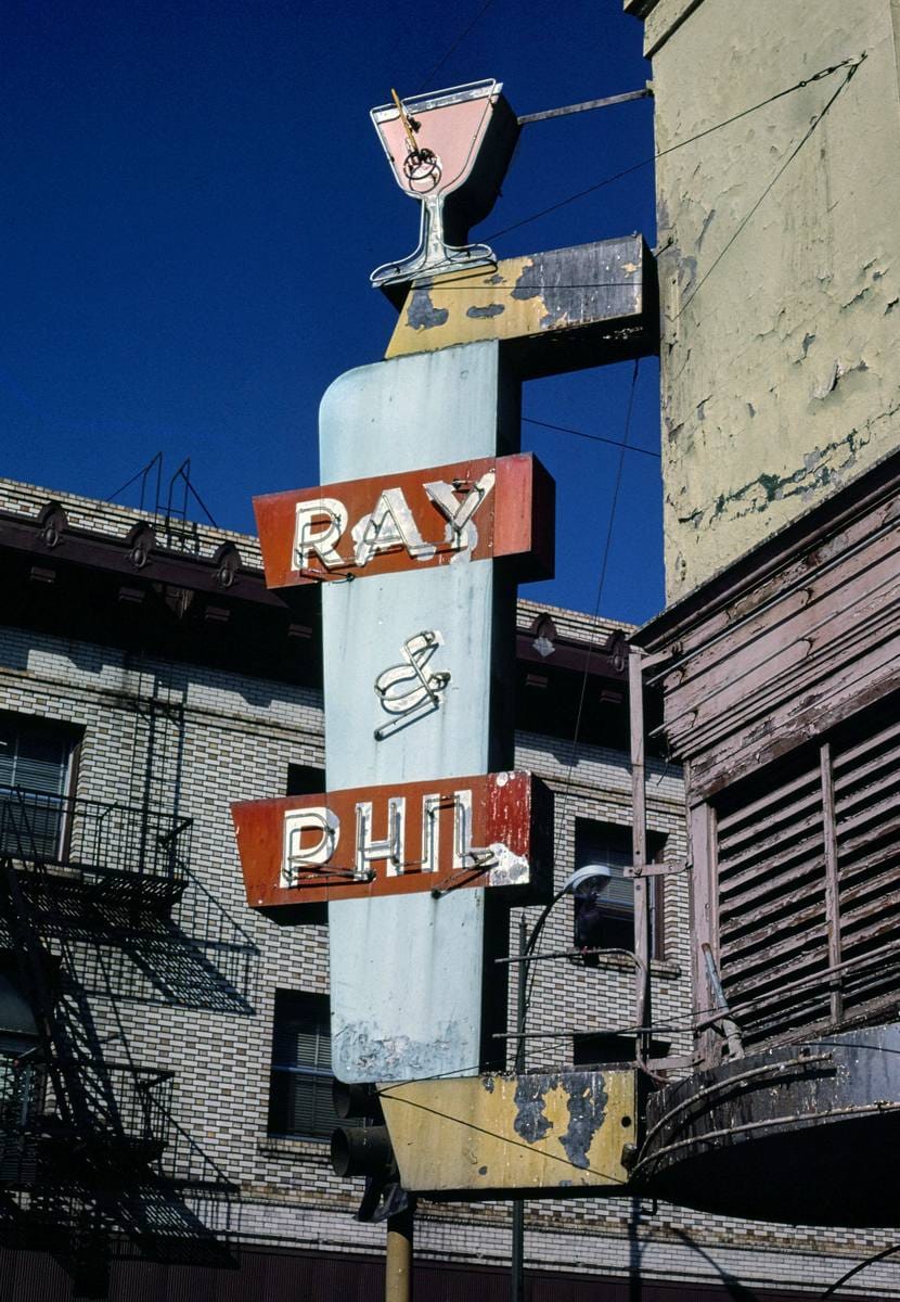 Historic Photo : 1987 Ray and Phil Bar sign, Stockton, California | Margolies | Roadside America Collection | Vintage Wall Art :