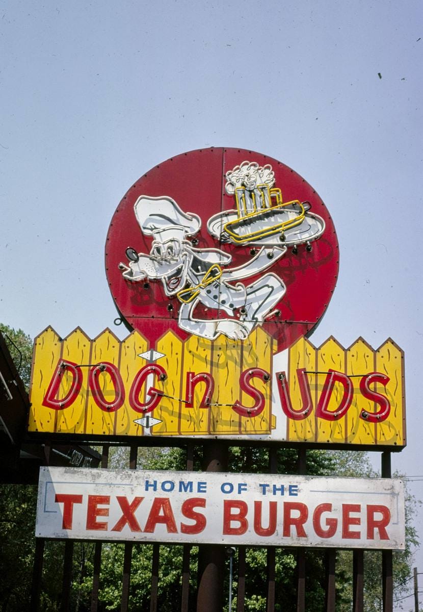 Historic Photo : 1980 Dog n Suds sign, Mishawaka, Indiana | Margolies | Roadside America Collection | Vintage Wall Art :