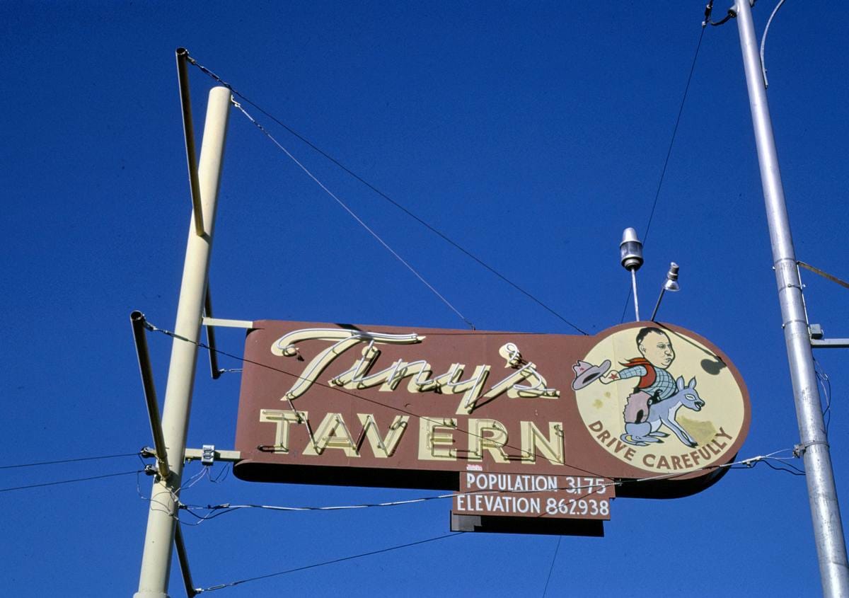 Historic Photo : 1987 Tiny's Tavern sign, Wapato, Washington | Margolies | Roadside America Collection | Vintage Wall Art :