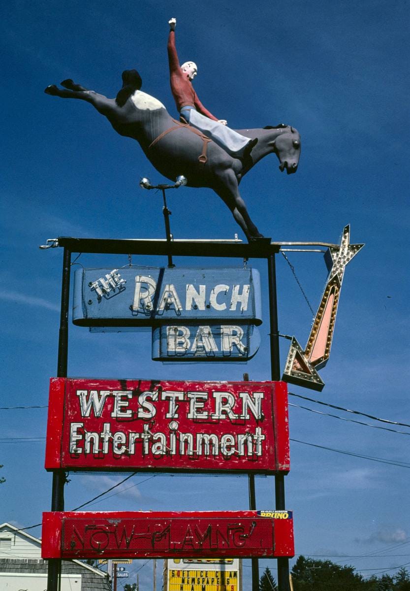 Historic Photo : 1983 The Ranch Bar sign, Crescent, New York | Margolies | Roadside America Collection | Vintage Wall Art :