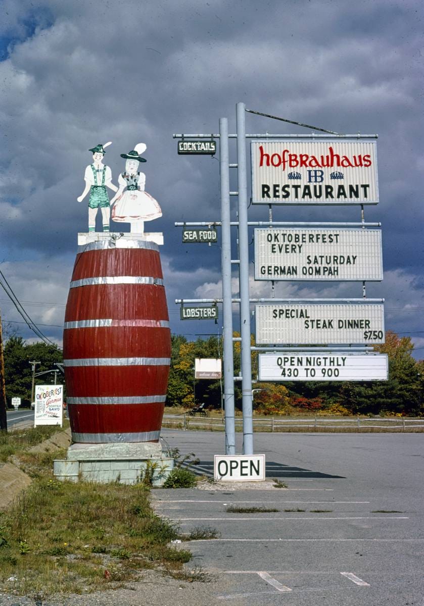 Historic Photo : 1978 Hofbrauhaus sign, Ogunquit, Maine | Margolies | Roadside America Collection | Vintage Wall Art :