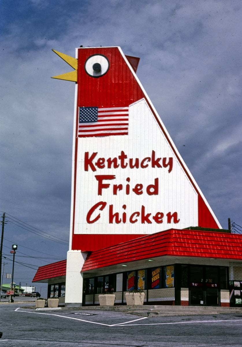 Historic Photo : 1992 Kentucky Fried Chicken sign, Marietta, Georgia | Margolies | Roadside America Collection | Vintage Wall Art :