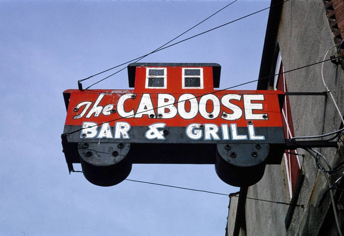 Historic Photo : 2004 Caboose Bar and Grill sign, Anderson, Indiana | Margolies | Roadside America Collection | Vintage Wall Art :