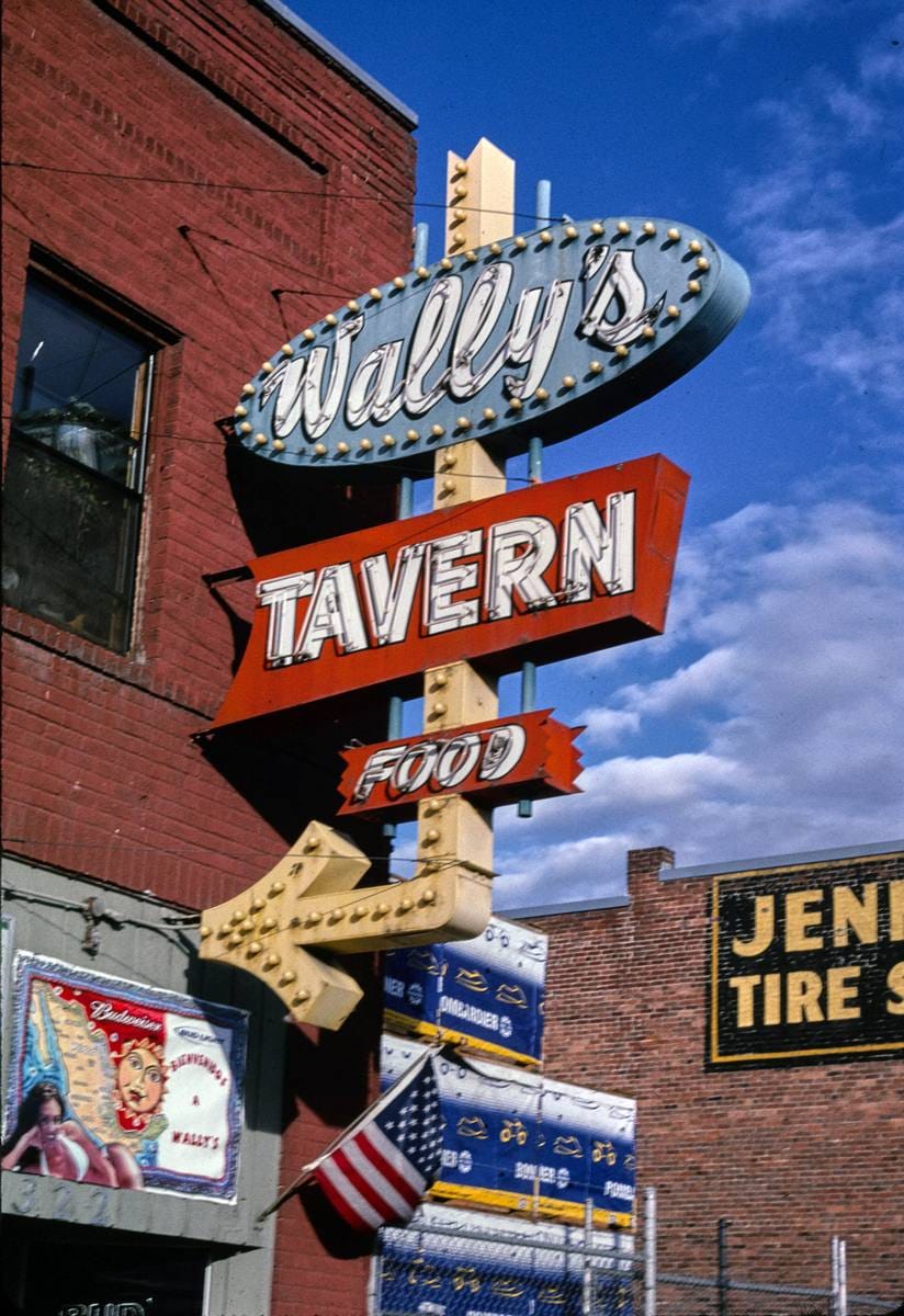 Historic Photo : 2003 Wally's Tavern sign, Wenatchee, Washington | Margolies | Roadside America Collection | Vintage Wall Art :