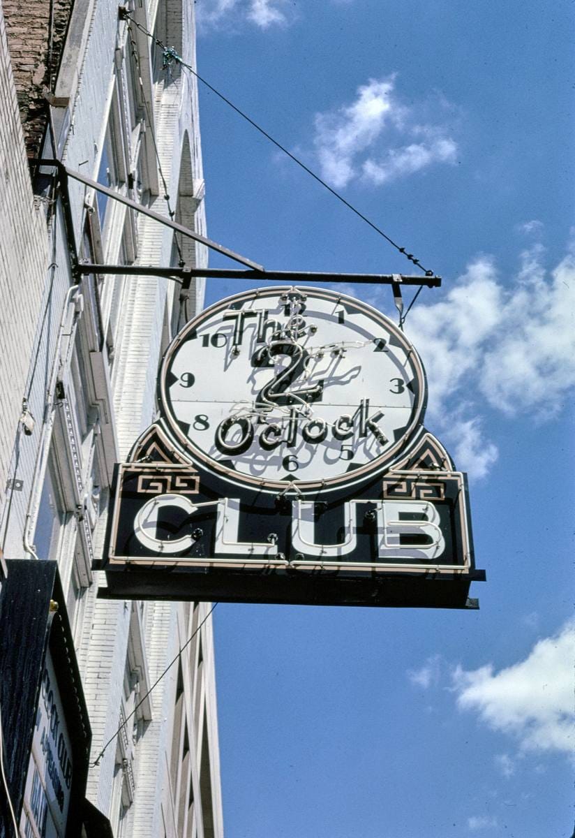 Historic Photo : 1995 Two O'Clock Club sign, Baltimore, Maryland | Margolies | Roadside America Collection | Vintage Wall Art :