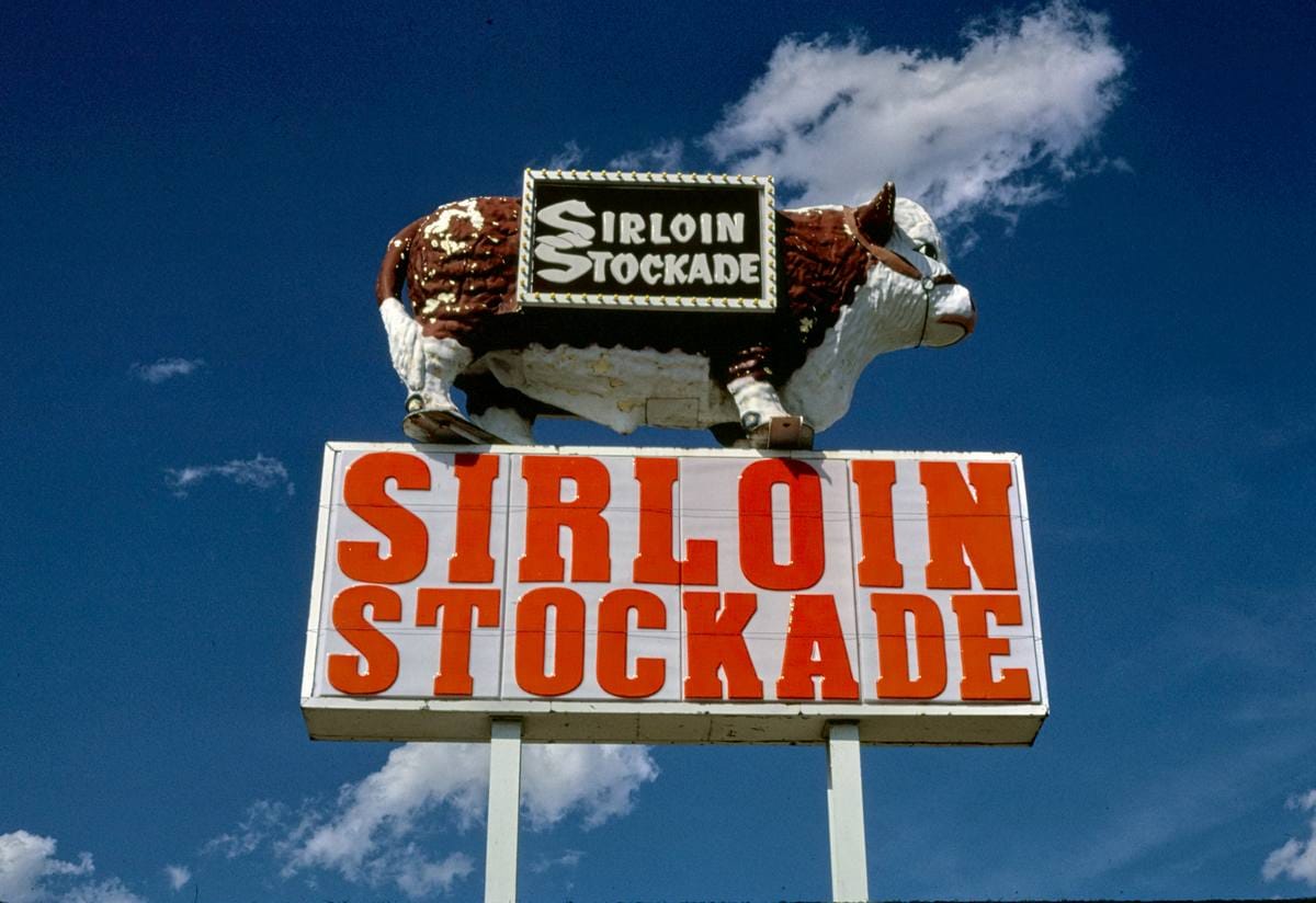 Historic Photo : 1982 Sirloin Stockade sign, Hobbs, New Mexico | Margolies | Roadside America Collection | Vintage Wall Art :