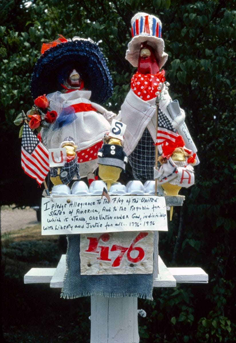 Historic Photo : 2004 Bi-Centennial Chickens sign, Near Kingston, Kingston, Rhode Island | Margolies | Roadside America Collection | Vintage Wall Art :