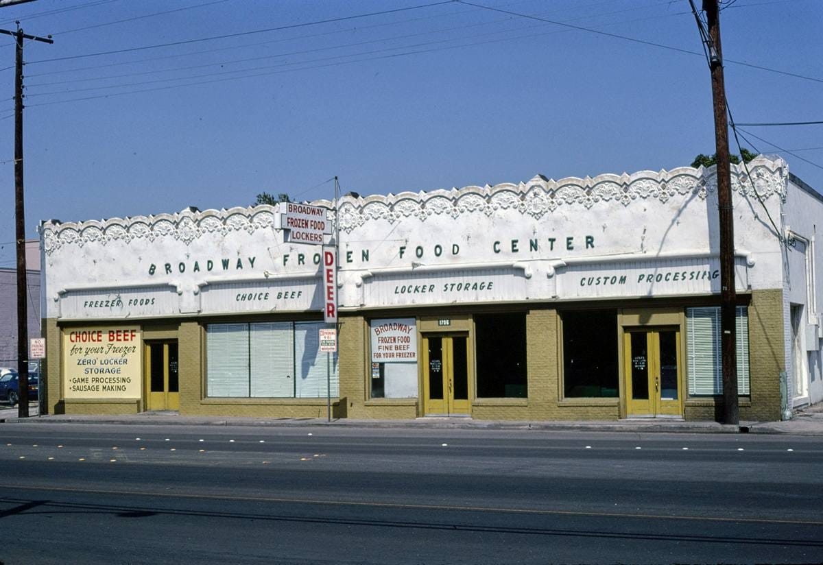 Historic Photo : 1982 Frozen Food Lockers, 1706 Broadway, San Antonio, Texas | Margolies | Roadside America Collection | Vintage Wall Art :