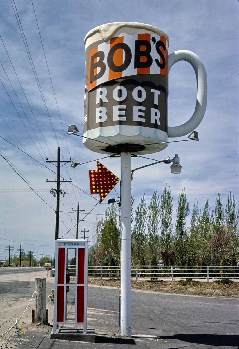 Historic Photo : 1980 Bob's Root Beer sign, Fallon, Nevada | Margolies | Roadside America Collection | Vintage Wall Art :