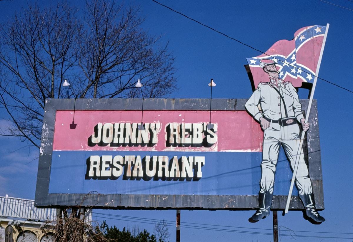 Historic Photo : 1984 Johnny Reb's Restaurant sign, Atlanta, Georgia | Margolies | Roadside America Collection | Vintage Wall Art :