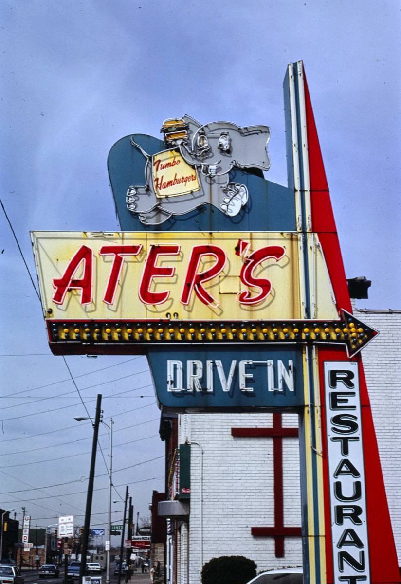 Historic Photo : 1984 Ater's Drive-in sign, Columbus, Ohio | Margolies | Roadside America Collection | Vintage Wall Art :