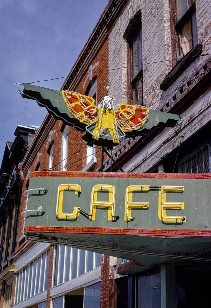 Historic Photo : 1980 American Eagle Cafe sign, Ogden, Utah | Margolies | Roadside America Collection | Vintage Wall Art :