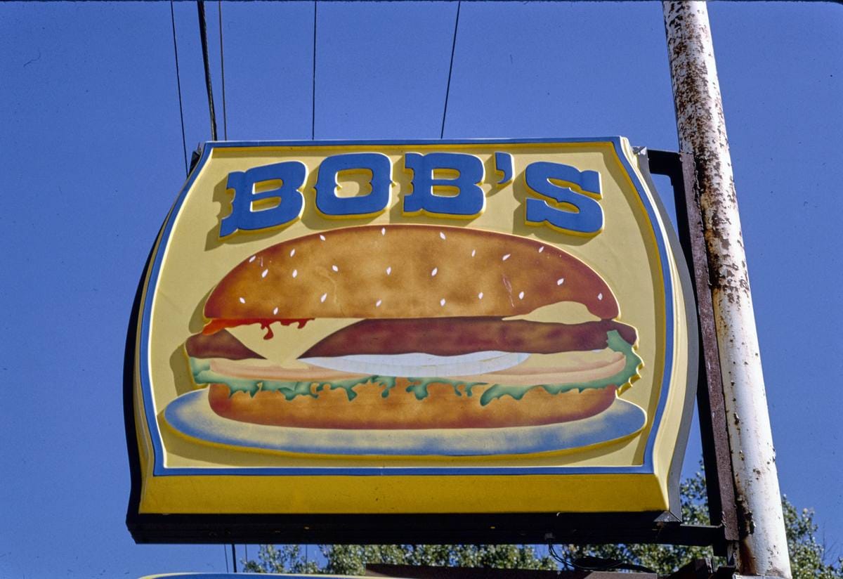 Historic Photo : 1993 Bob's Hamburgers sign, Meade, Kansas | Margolies | Roadside America Collection | Vintage Wall Art :