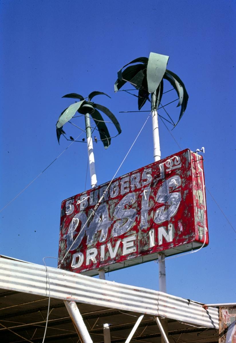 Historic Photo : 1979 Oasis Drive-in sign, El Reno, Oklahoma | Margolies | Roadside America Collection | Vintage Wall Art :