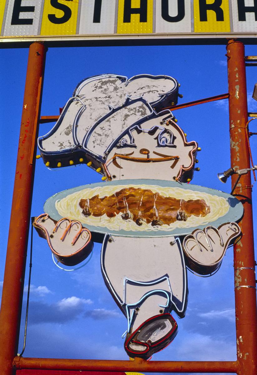 Historic Photo : 1987 Dean's Restaurant sign, Tucumcari, New Mexico | Margolies | Roadside America Collection | Vintage Wall Art :
