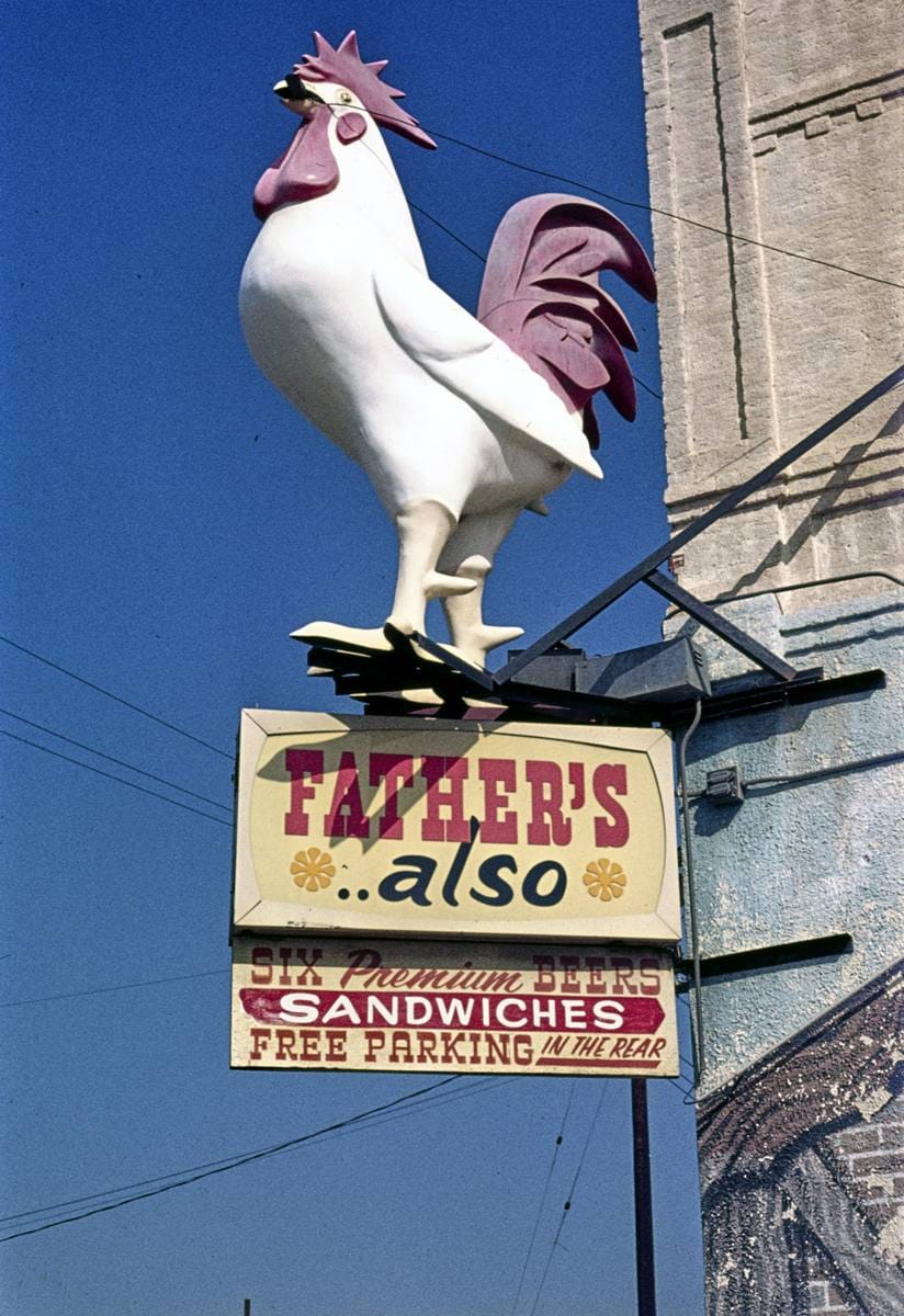Historic Photo : 1973 Father's Also Tavern sign, Redlands, California | Margolies | Roadside America Collection | Vintage Wall Art :