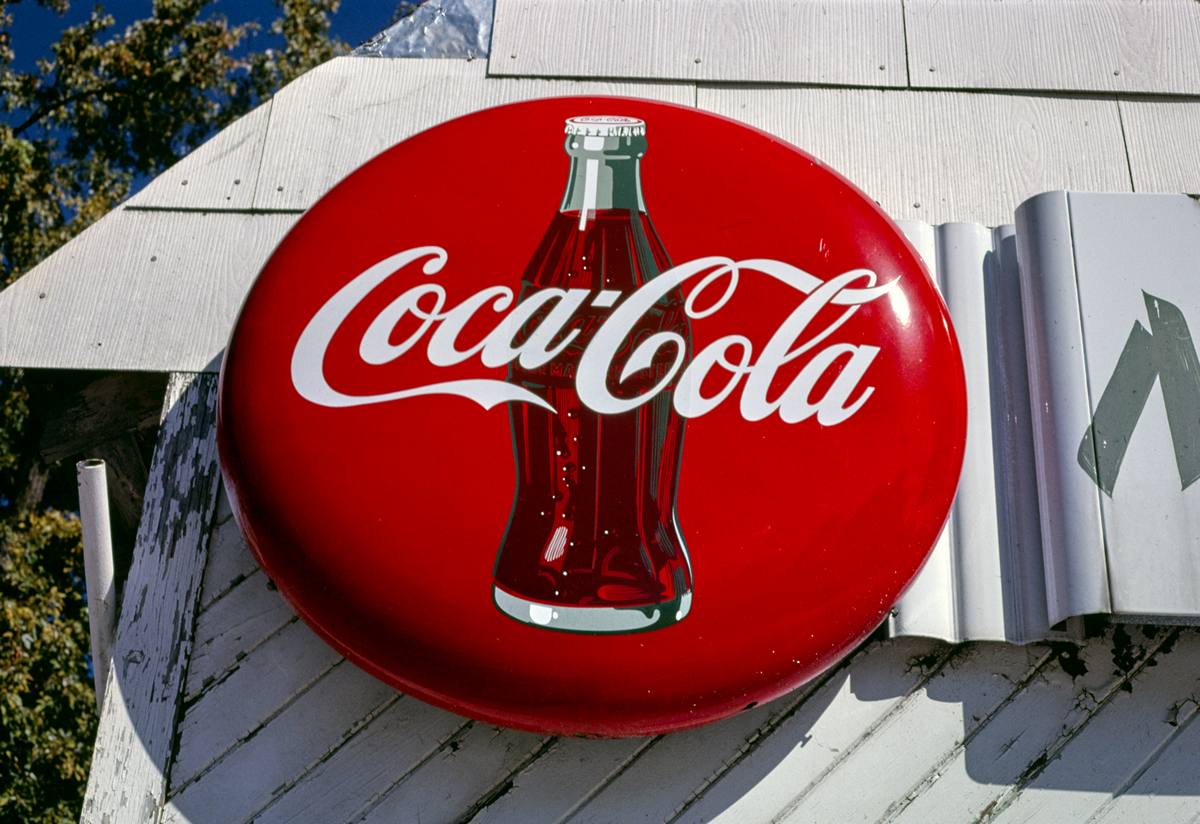 Historic Photo : 1987 Coke Disc Todd's Cafe sign, Dakota City, Iowa | Margolies | Roadside America Collection | Vintage Wall Art :