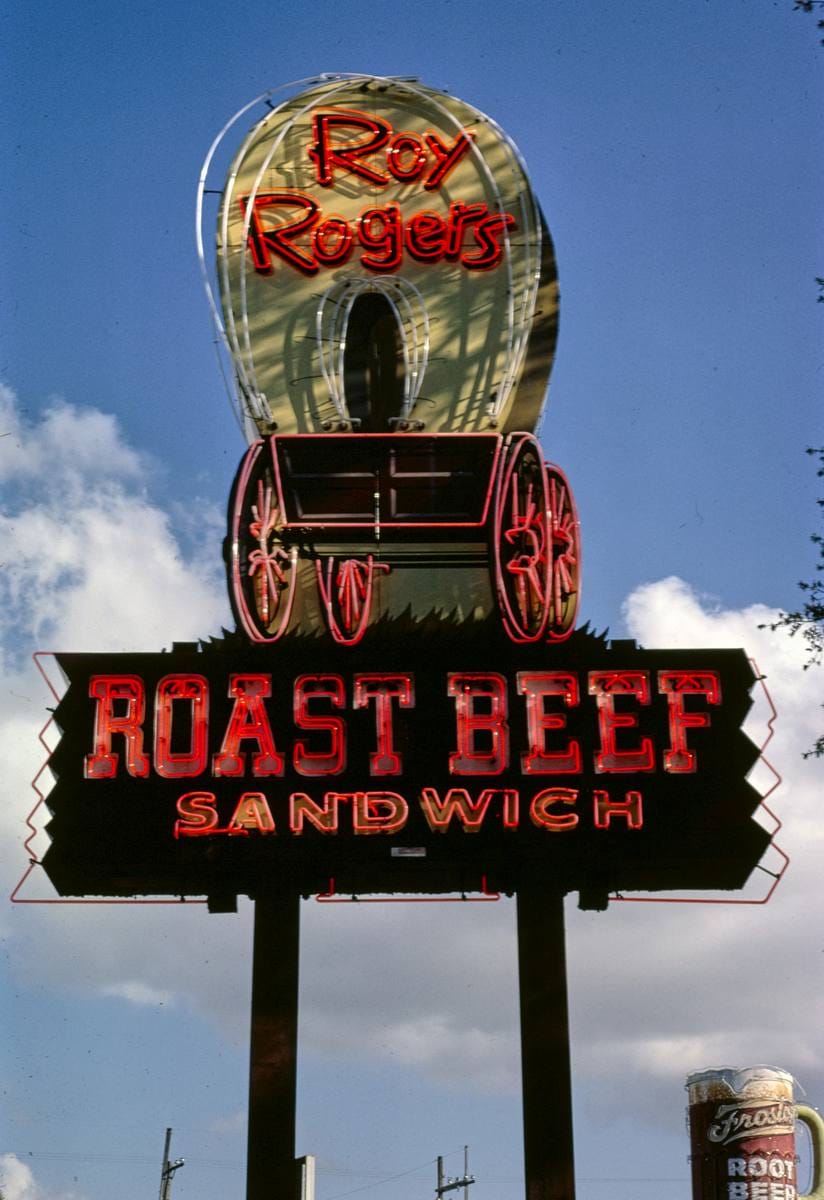 Historic Photo : 1982 Roy Rogers Roast Beef sign, New Orleans, Louisiana | Margolies | Roadside America Collection | Vintage Wall Art :