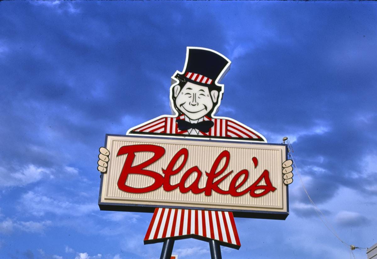 Historic Photo : 1987 Blake's Burger sign, Tucumcari, New Mexico | Margolies | Roadside America Collection | Vintage Wall Art :